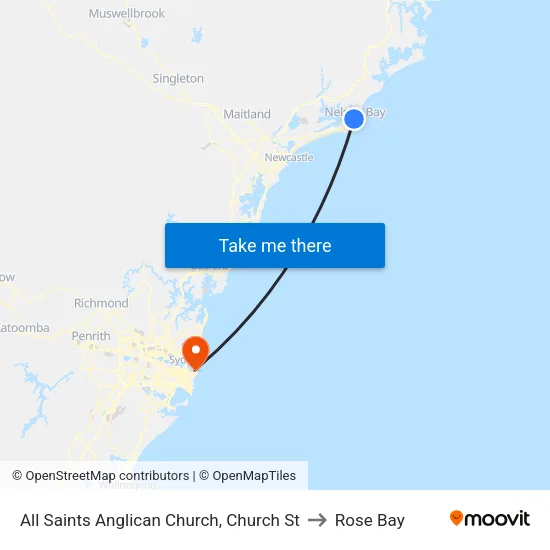 All Saints Anglican Church, Church St to Rose Bay map