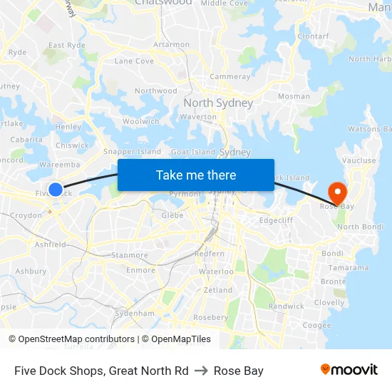 Five Dock Shops, Great North Rd to Rose Bay map