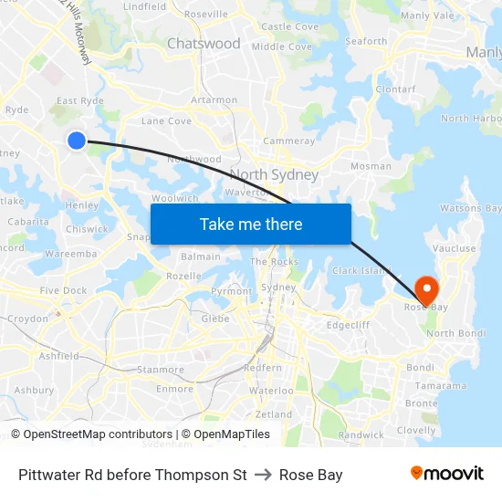 Pittwater Rd before Thompson St to Rose Bay map