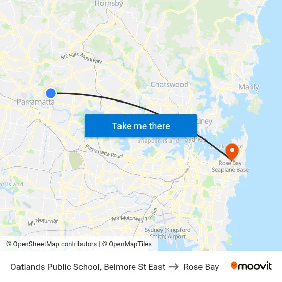 Oatlands Public School, Belmore St East to Rose Bay map