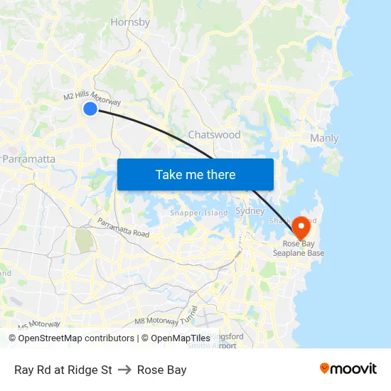 Ray Rd at Ridge St to Rose Bay map