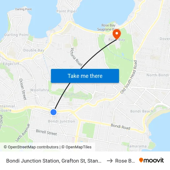 Bondi Junction Station, Grafton St, Stand R to Rose Bay map