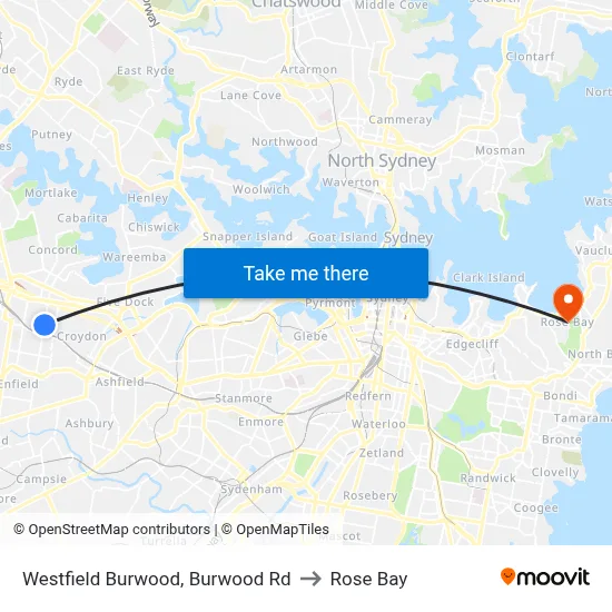 Westfield Burwood, Burwood Rd to Rose Bay map