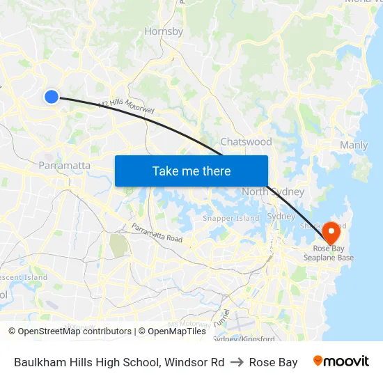 Baulkham Hills High School, Windsor Rd to Rose Bay map