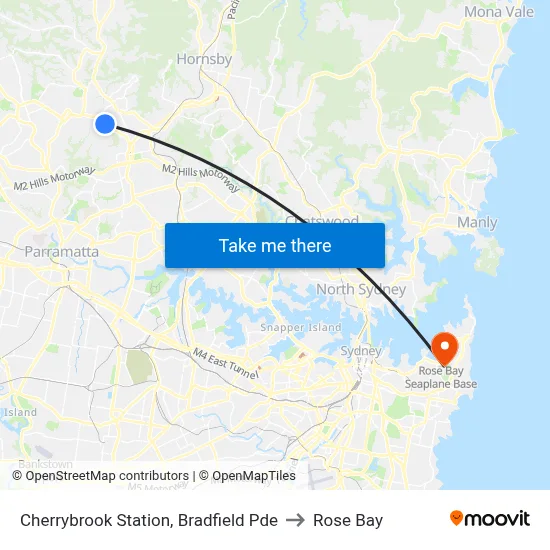 Cherrybrook Station, Bradfield Pde to Rose Bay map