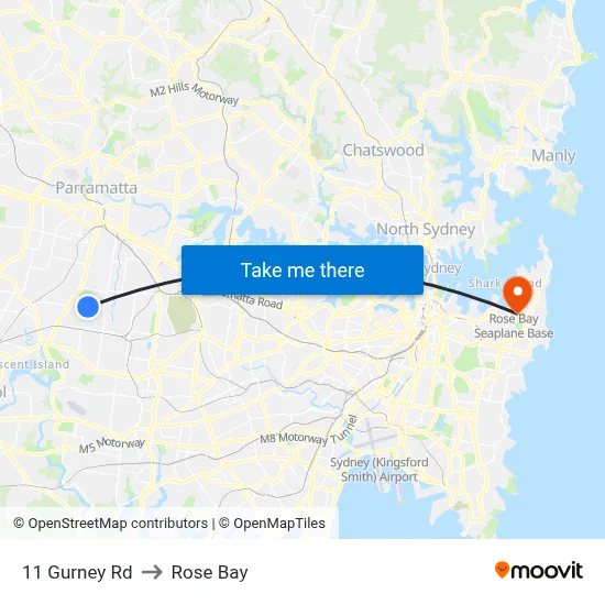 11 Gurney Rd to Rose Bay map