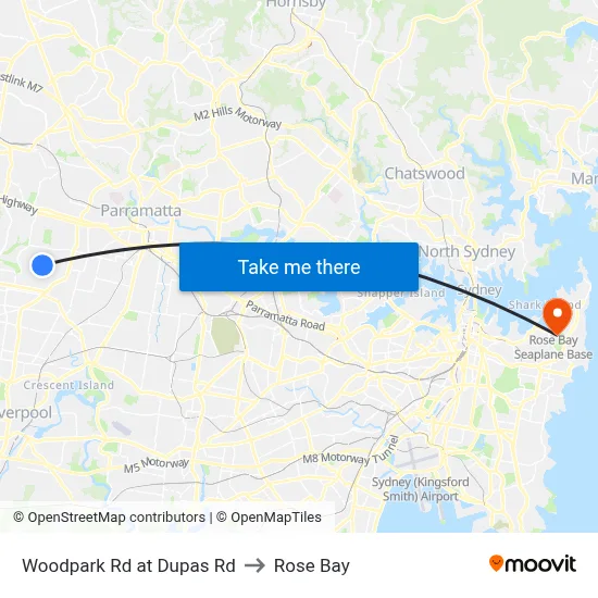 Woodpark Rd at Dupas Rd to Rose Bay map