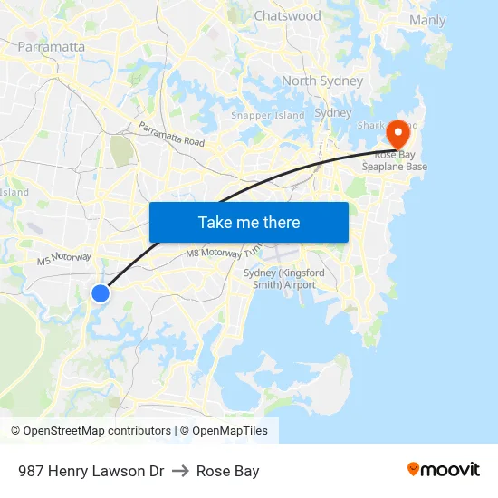 987 Henry Lawson Dr to Rose Bay map