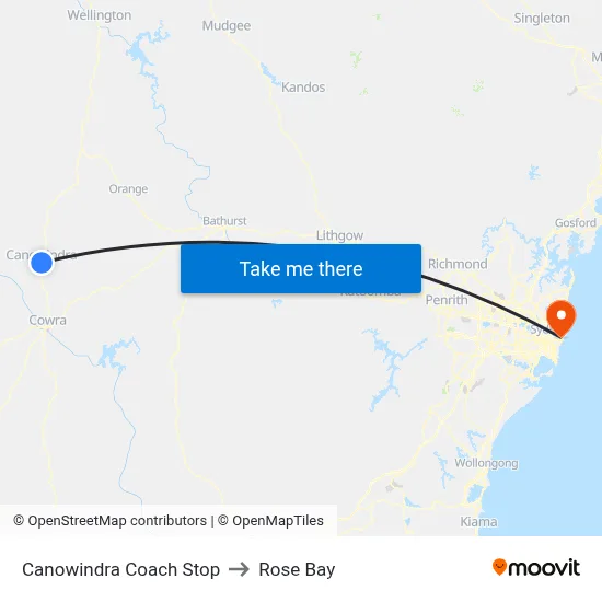 Canowindra Coach Stop to Rose Bay map