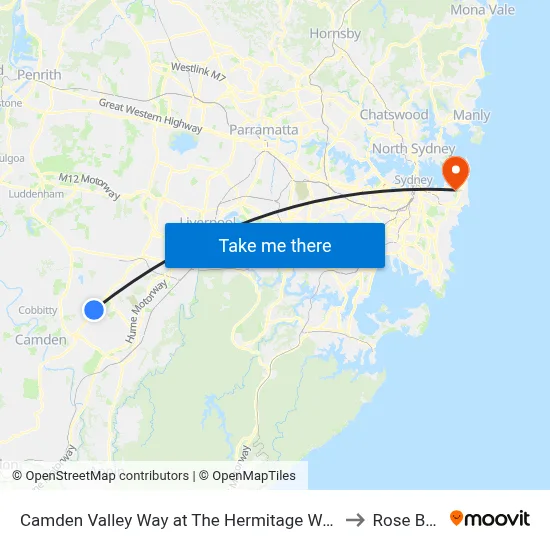 Camden Valley Way at The Hermitage Way to Rose Bay map