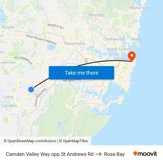Camden Valley Way opp St Andrews Rd to Rose Bay map