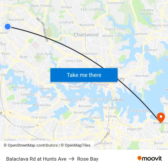 Balaclava Rd at Hunts Ave to Rose Bay map