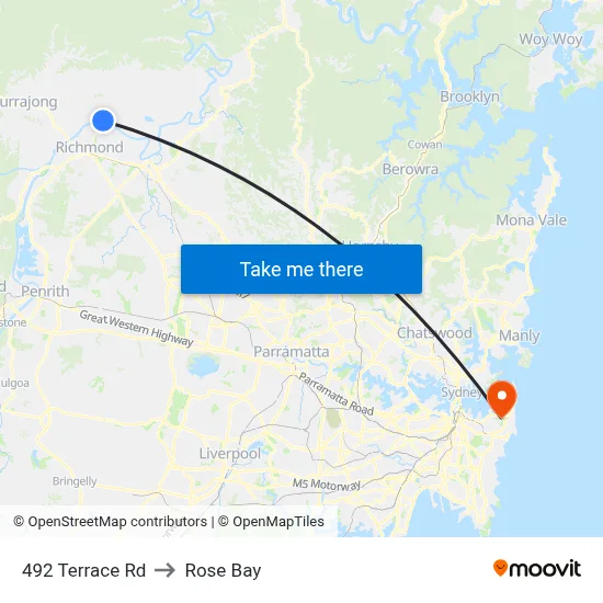 492 Terrace Rd to Rose Bay map