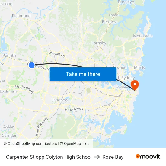 Carpenter St opp Colyton High School to Rose Bay map