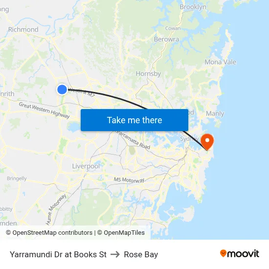 Yarramundi Dr at Books St to Rose Bay map