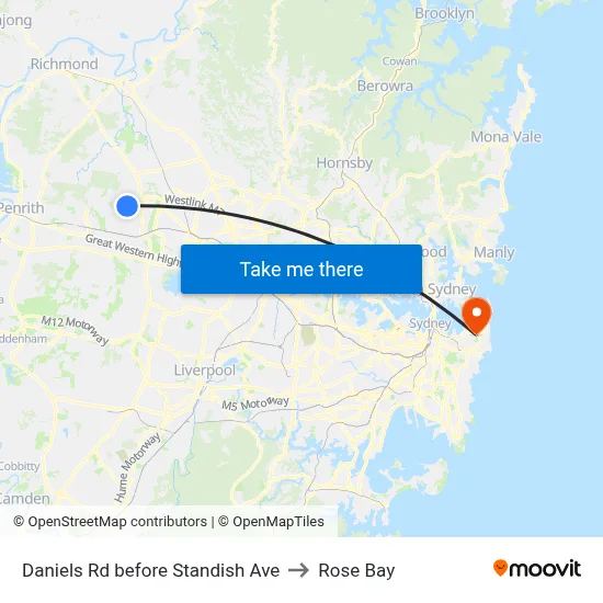 Daniels Rd before Standish Ave to Rose Bay map