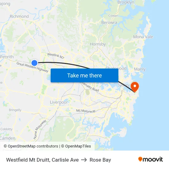 Westfield Mt Druitt, Carlisle Ave to Rose Bay map