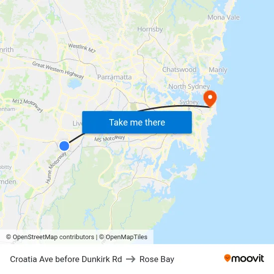 Croatia Ave before Dunkirk Rd to Rose Bay map