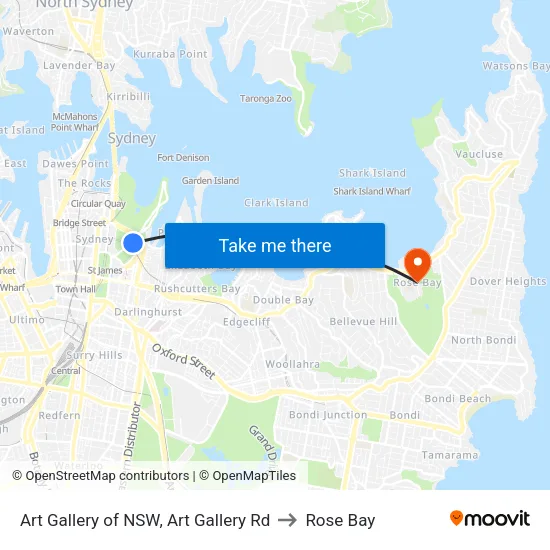Art Gallery of NSW, Art Gallery Rd to Rose Bay map