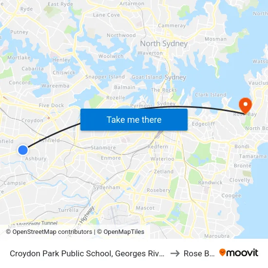 Croydon Park Public School, Georges River Rd to Rose Bay map