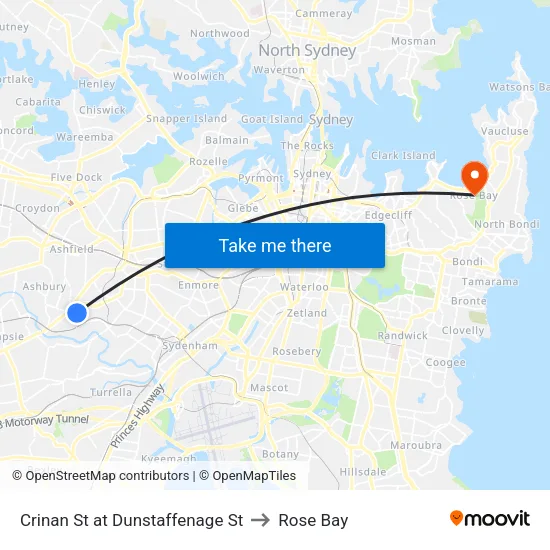Crinan St at Dunstaffenage St to Rose Bay map