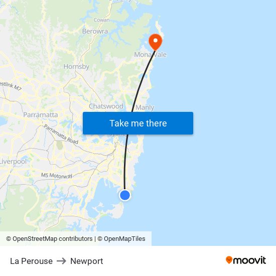 La Perouse to Newport map