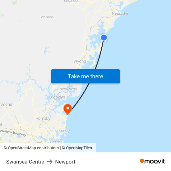 Swansea Centre to Newport map