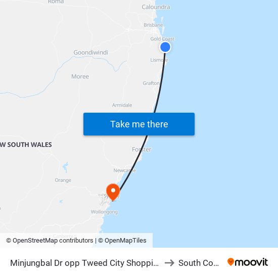 Minjungbal Dr opp Tweed City Shopping Centre to South Coogee map
