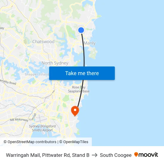Warringah Mall, Pittwater Rd, Stand B to South Coogee map