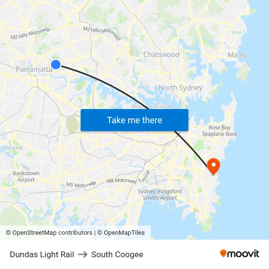 Dundas Light Rail to South Coogee map