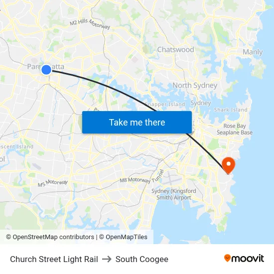 Church Street Light Rail to South Coogee map