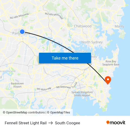 Fennell Street Light Rail to South Coogee map