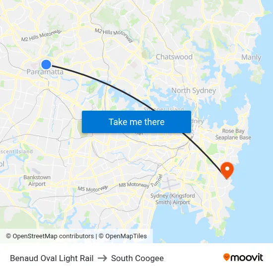 Benaud Oval Light Rail to South Coogee map