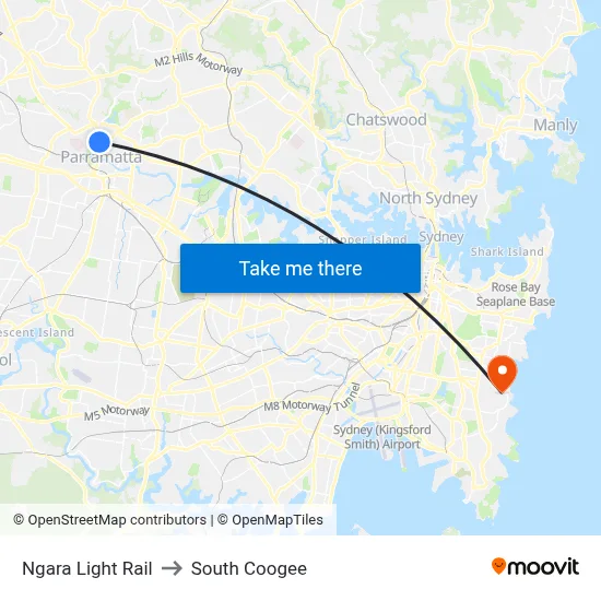 Ngara Light Rail to South Coogee map