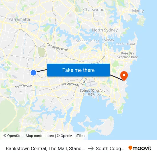 Bankstown Central, The Mall, Stand C to South Coogee map