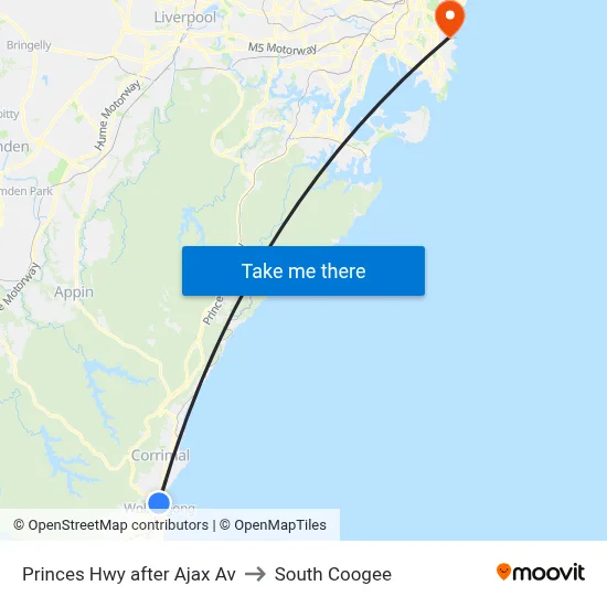Princes Hwy after Ajax Av to South Coogee map