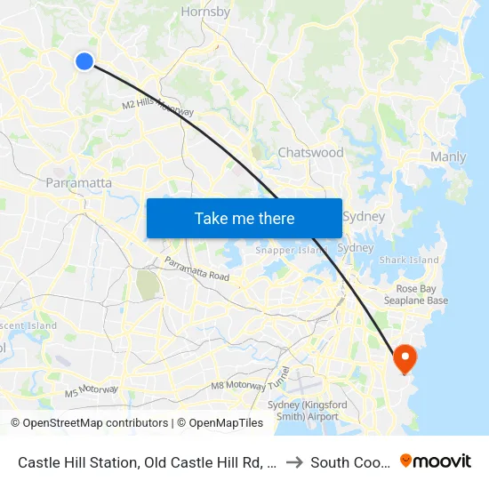 Castle Hill Station, Old Castle Hill Rd, Stand E to South Coogee map