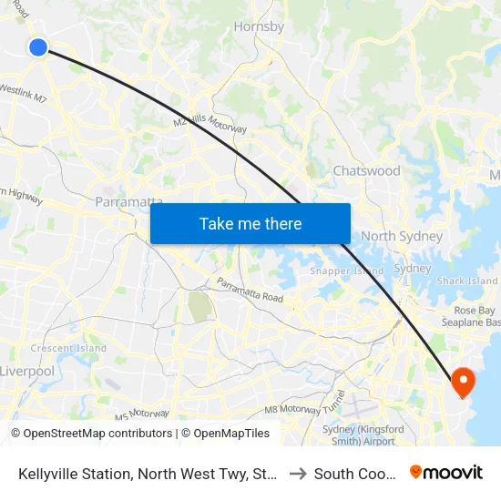 Kellyville Station, North West Twy, Stand A to South Coogee map