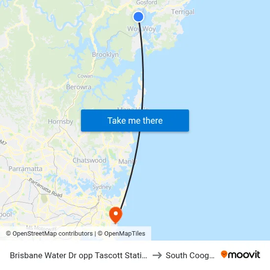 Brisbane Water Dr opp Tascott Station to South Coogee map