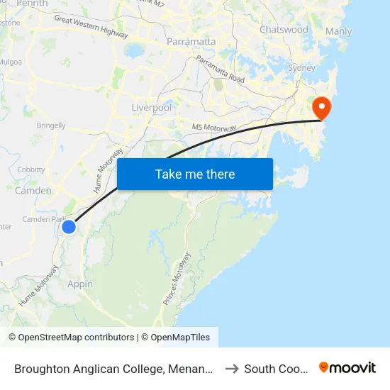 Broughton Anglican College, Menangle Rd to South Coogee map