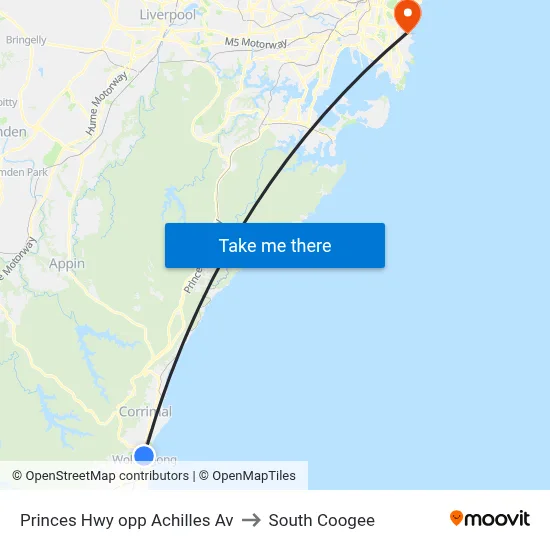 Princes Hwy opp Achilles Av to South Coogee map