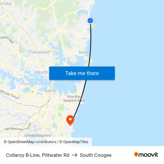 Collaroy B-Line, Pittwater Rd to South Coogee map
