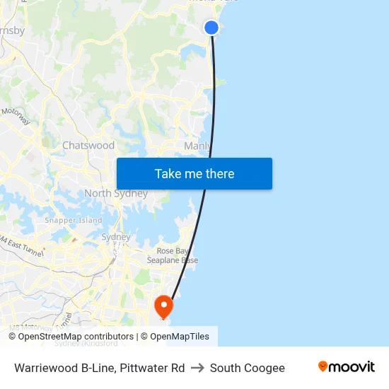Warriewood B-Line, Pittwater Rd to South Coogee map