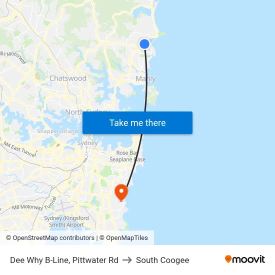 Dee Why B-Line, Pittwater Rd to South Coogee map