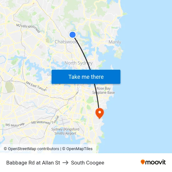Babbage Rd at Allan St to South Coogee map