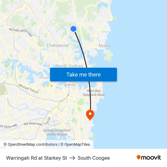 Warringah Rd at Starkey St to South Coogee map
