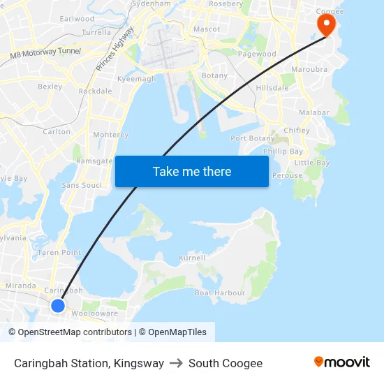 Caringbah Station, Kingsway to South Coogee map