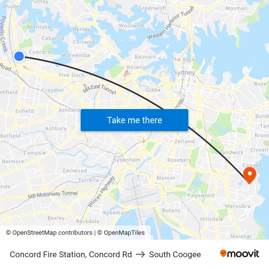 Concord Fire Station, Concord Rd to South Coogee map