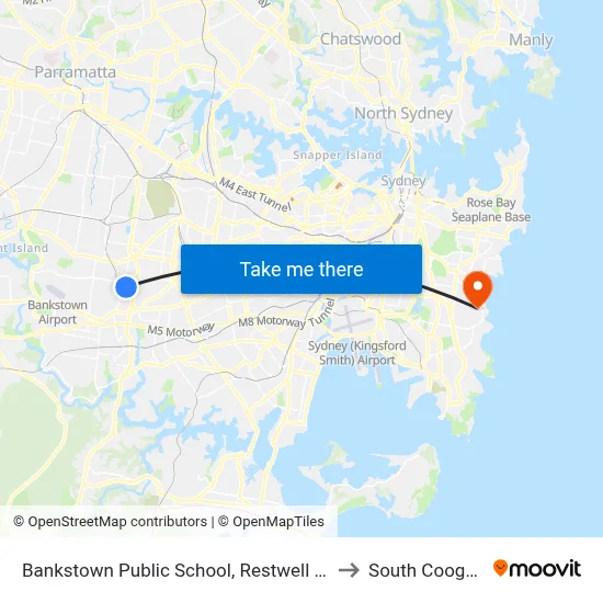 Bankstown Public School, Restwell St to South Coogee map