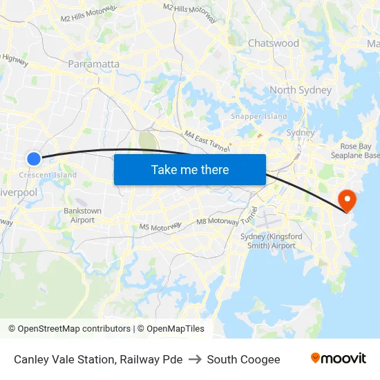 Canley Vale Station, Railway Pde to South Coogee map